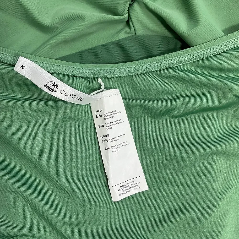 Cupshe Ruched Twist-Front Halter One Piece Swimsuit in Green - Picture 9 of 10